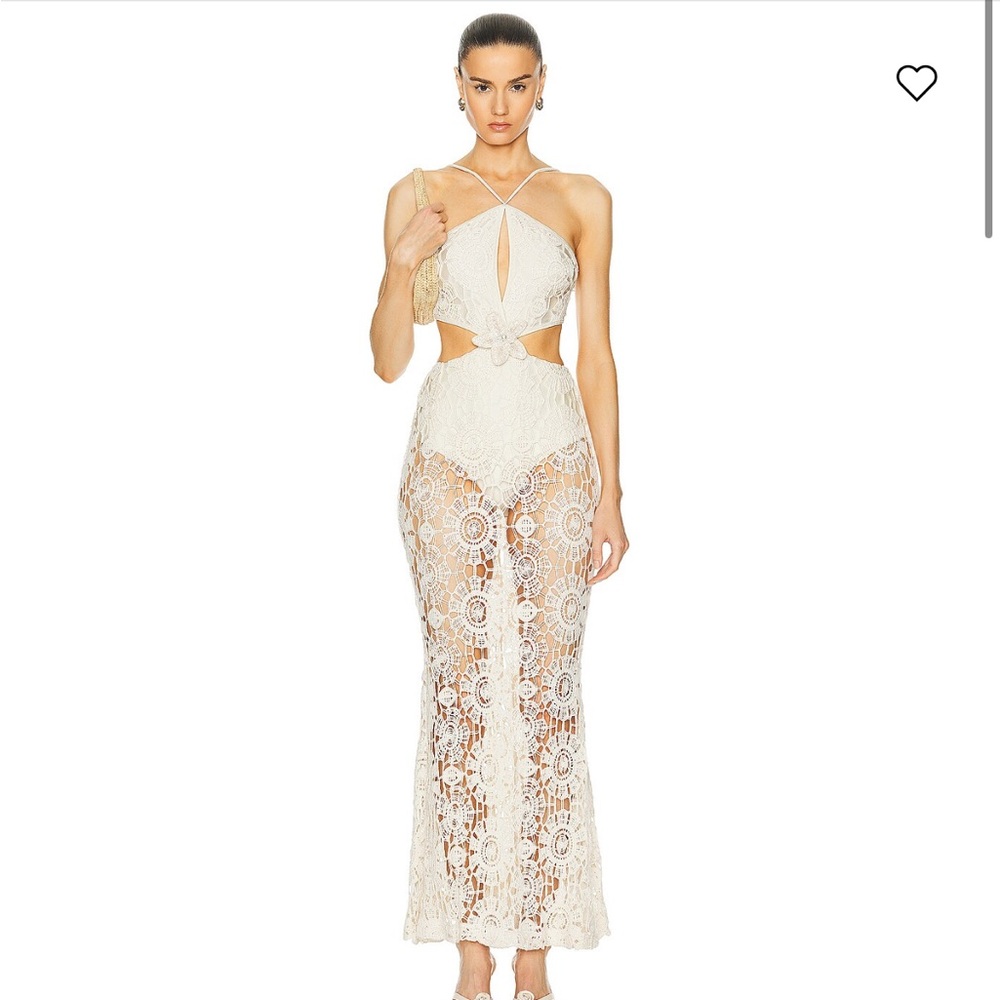 PatBO Embroidered Crochet Halterneck Dress